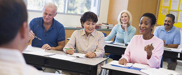 Adult learners in a classroom.