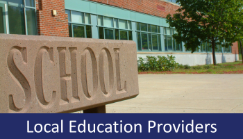 Building with school sign