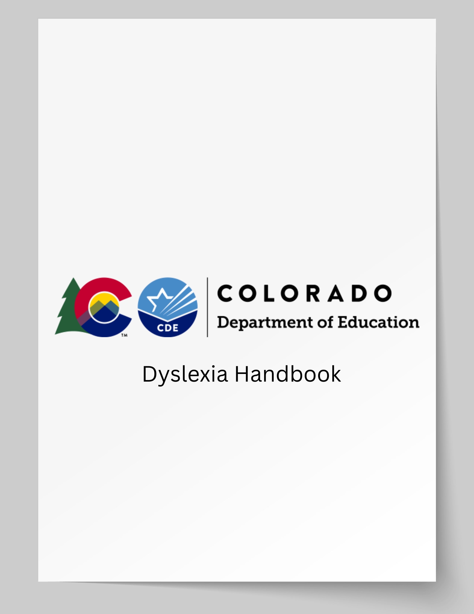 Cover Page of Dyslexia Handbook