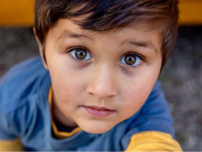 Close-up of school age boy