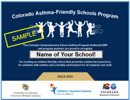 Asthma Friendly Schools Designation Sample Certificate