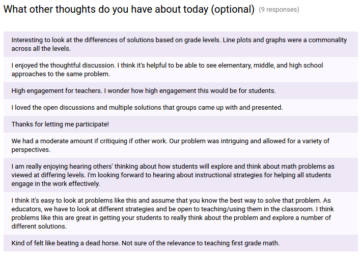 Screenshot of Google Forms result for self-check question 7.